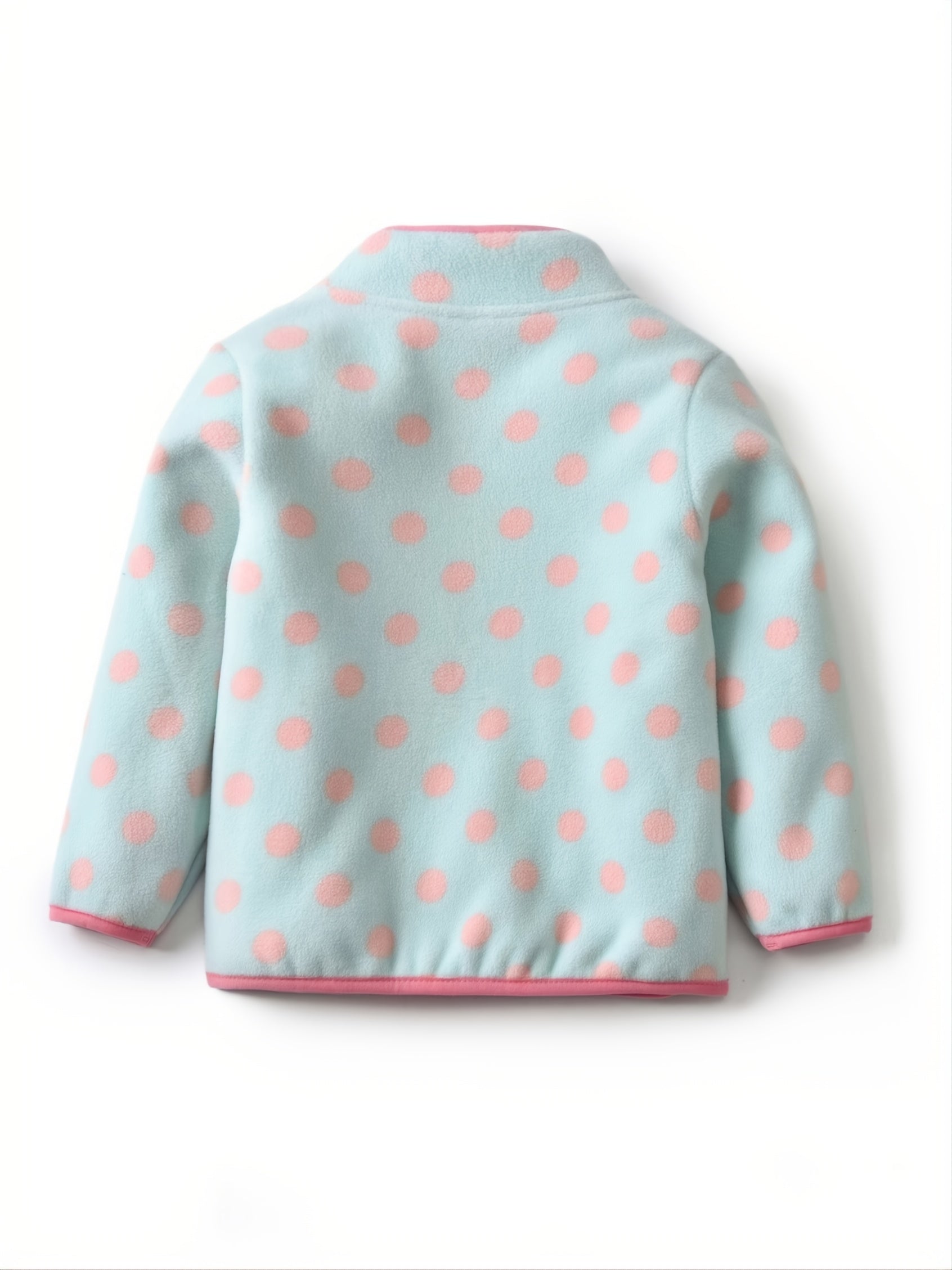 Kids Girls Polar Fleece Ceket Polka Dot Baskı Kalın Termal Stand Yaka Fermuarlı Dış Giyim